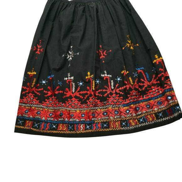 Hand Made Black Cotton Kutchi Hand Embroidered Mirrow Image Vibrant Color XL - Picture 2 of 10